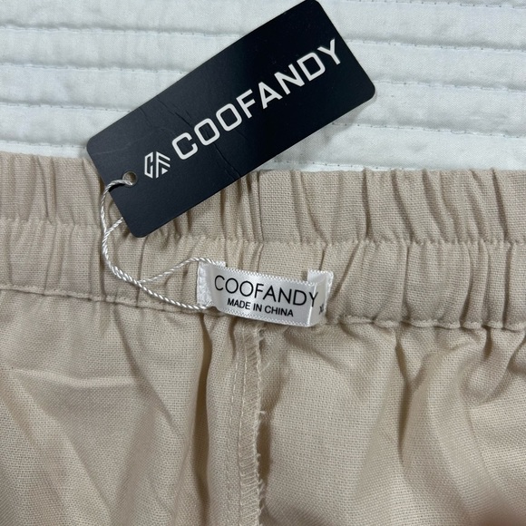 NWT Cream Straight Leg Linen Blend Pants w/ Elastic Waist and Relaxed Fit. XL - Picture 4 of 10